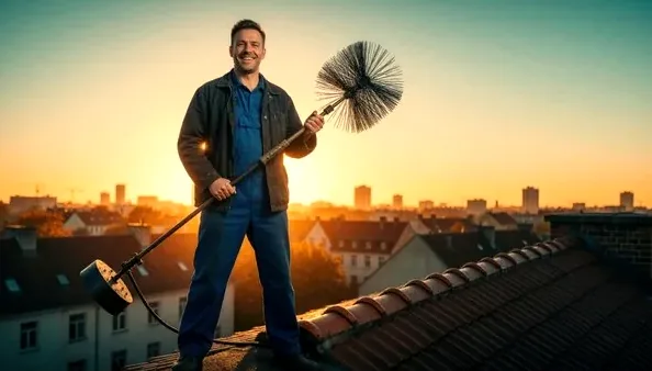 Chimney technician on a rooftop in Newbury Park